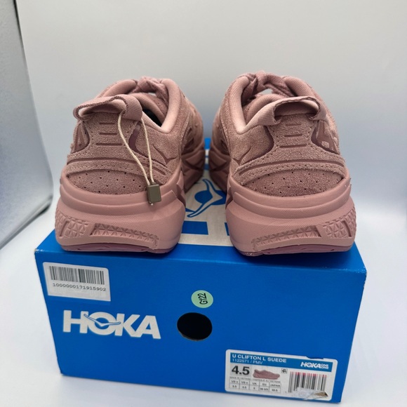 NWT Hoka Clifton Suede L Leather Pale Mauve Pink U Unisex Sneakers Shoes NEW - Picture 14 of 16